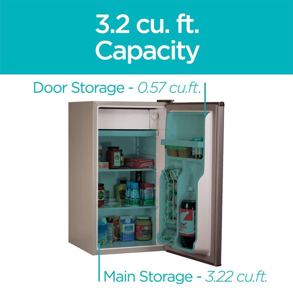 Compact Brushed Silver Stainless Steel RV Refrigerator with Freezer