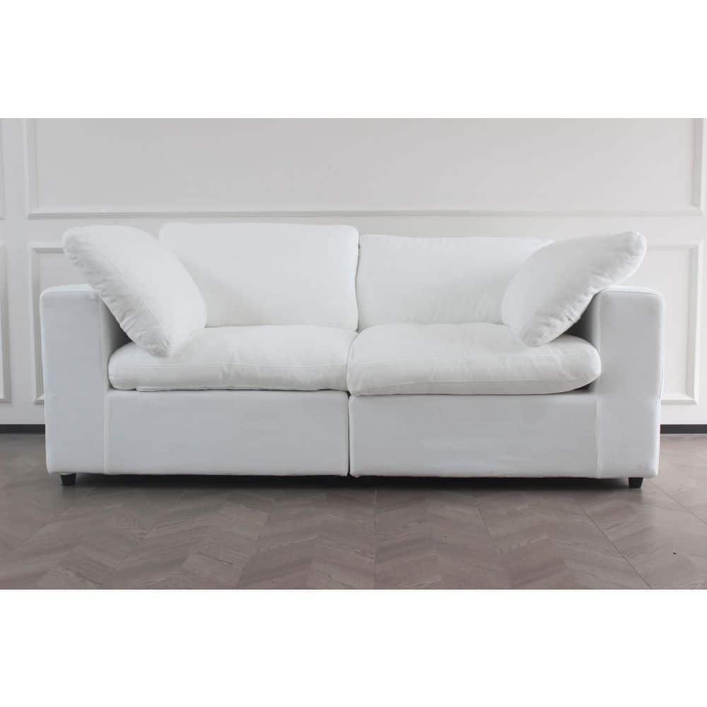 80 in. White Modular Sectional Couch Cushion Ottoman Covers Removable loves