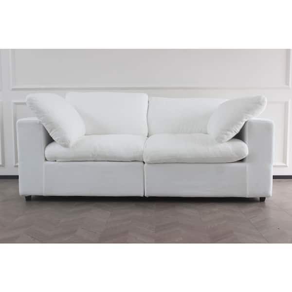 80 in. White Modular Sectional Couch Cushion Ottoman Covers Removable loveseater 2seaters