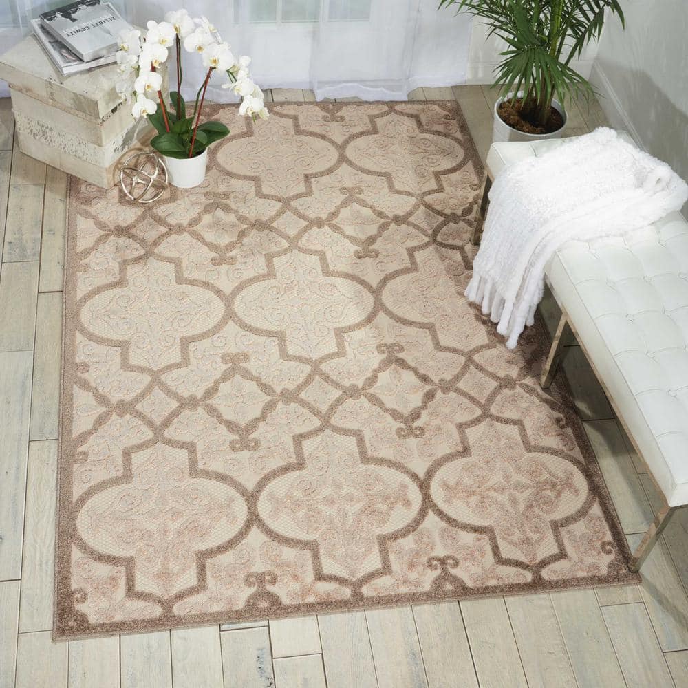 Cream Flat Woven Synthetic Rectangular 5' x 7' Area Rug