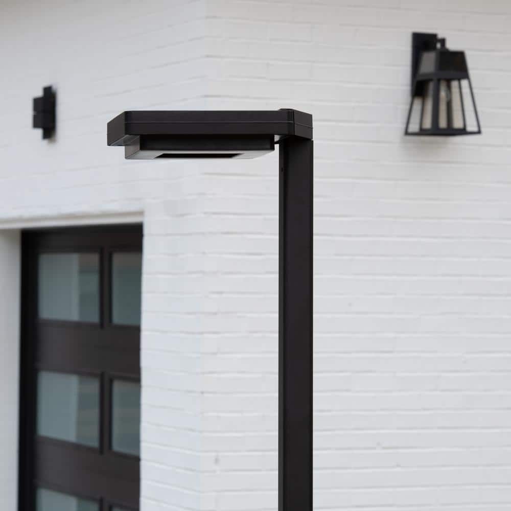 Contemporary Black Aluminum 99" LED Solar Lamp Post