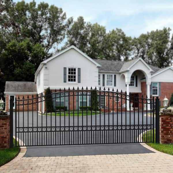 ALEKO St. Louis Style 12 ft. x 6 ft. Black Steel Single Swing Driveway Fence Gate