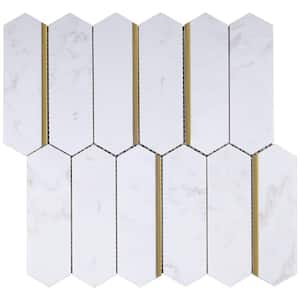 Natural Dorato White Gold 11.23 in. x 11.62 in. Picket Polished Marble Mosaic Tile (9.1 sq. ft./Case)