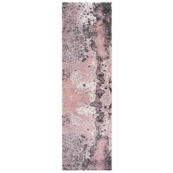 Glacier 2 ft. x 10 ft. Pink/Gray Geometric Runner Rug