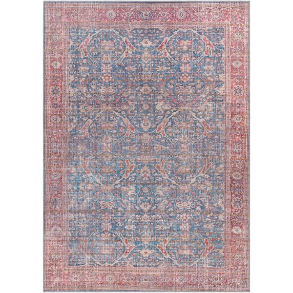 Livabliss Hampton Denim 5 ft. x 7 ft. Traditional Indoor Machine-Washable Area Rug