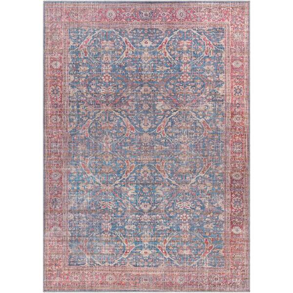 Livabliss Hampton Denim 8 ft. x 10 ft. Traditional Indoor Machine-Washable Area Rug