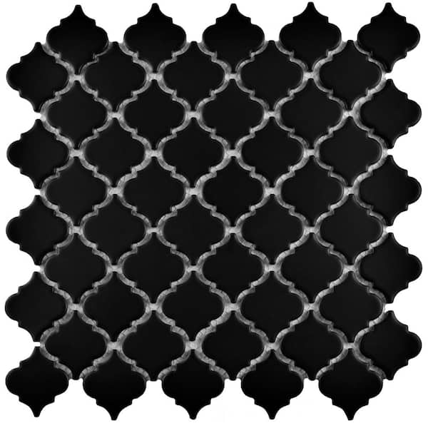 Hudson Tangier Matte Black 12 in. x 12 in. Porcelain Floor and Wall Mosaic Tile (11.0 sq. ft./Case)