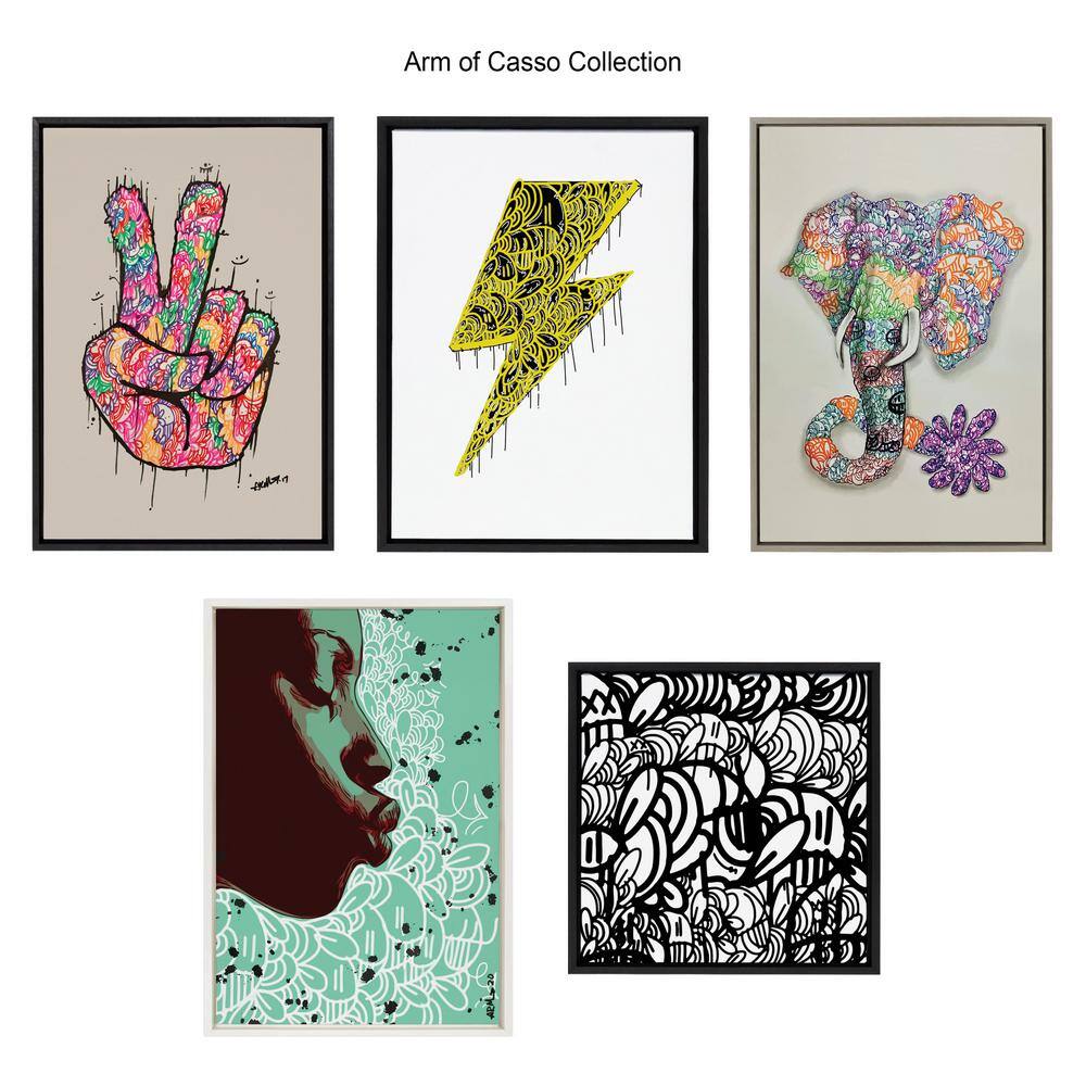 Colorful Peace Sign Hand Art on Black Framed Canvas