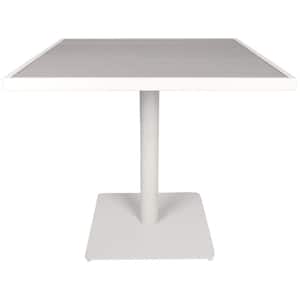 32-5/8 in. Poly Aluminum Square Table with White Frame in Icelandic Smoke White