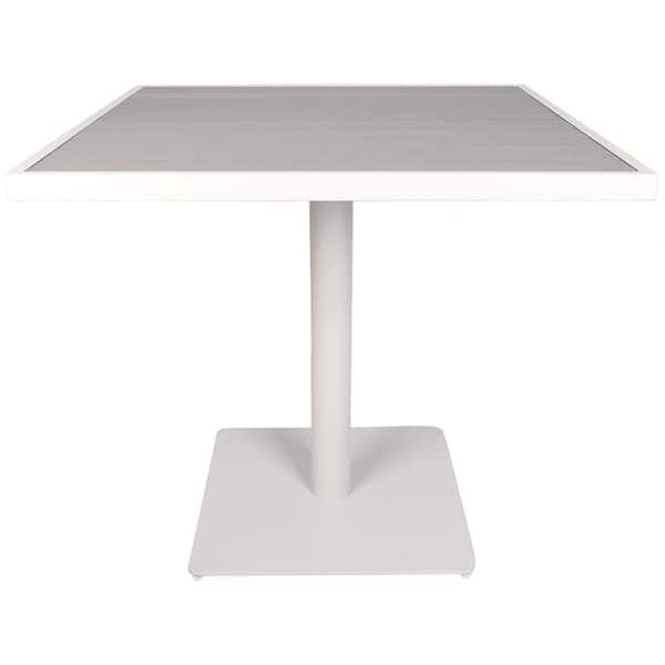 NewTechWood 32-5/8 in. Poly Aluminum Square Table with White Frame in Icelandic Smoke White