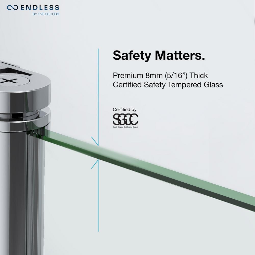 Endless Tampa-Pro 32'' Satin Nickel Frameless Shower Kit
