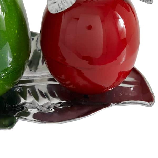 Litton Lane 10 in. x 11 in. Multi Colored Metal Decorative Fruit Sculpture with Platter