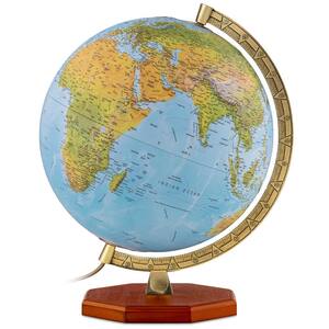 12-Inch Mariner Political Globe With Wood Stand – Updated Blue Ocean Design For Home & Office