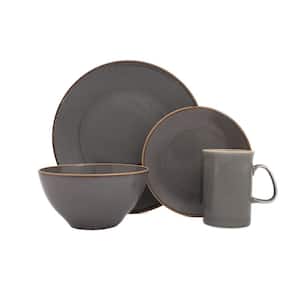 Seasons 4 Piece Dark Grey Porcelain Dinnerware Place Setting w/Mug (Serving Set for 1)