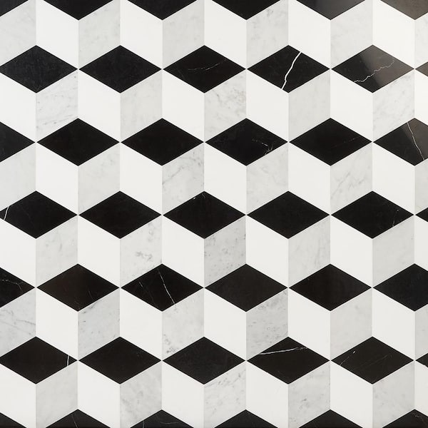 Joelle Classico 8 in. x 9.21 in. Polished Marble Floor and Wall Mosaic Tile (0.51 sq. ft. / Each)