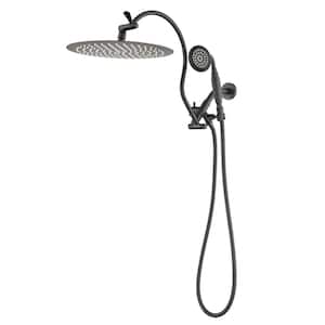 2-Spray 10 in. Dual Shower Head Wall Mount Fixed and Handheld Shower Head 1.5 GPM in Matte Black (Valve Not Included)