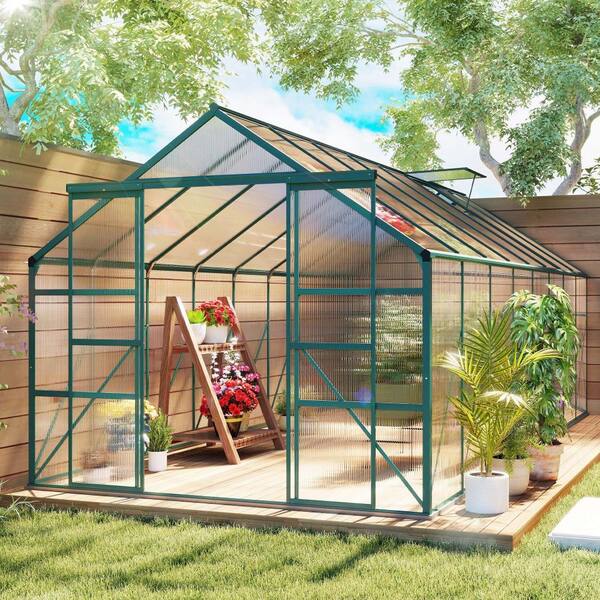16 ft. W x 8 ft. D Aluminum Greenhouse Polycarbonate Walk-in