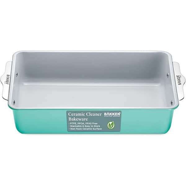 BakkenMaster 2.485 qt. Premium Non-Stick Ceramic 8"x15. 5" Rectangle Pan-Teal Roasting Pan