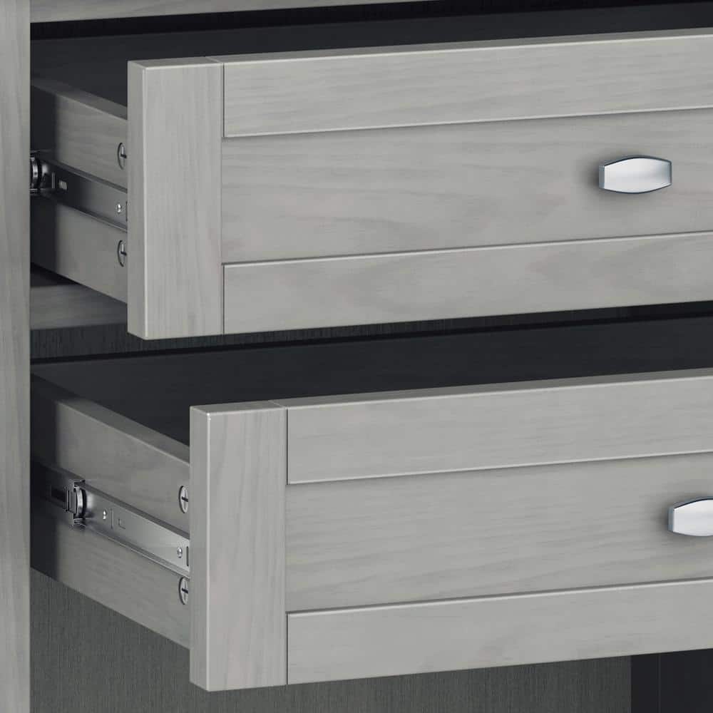 Fog Grey Solid Wood 2-Drawer Nightstand with Open Shelf