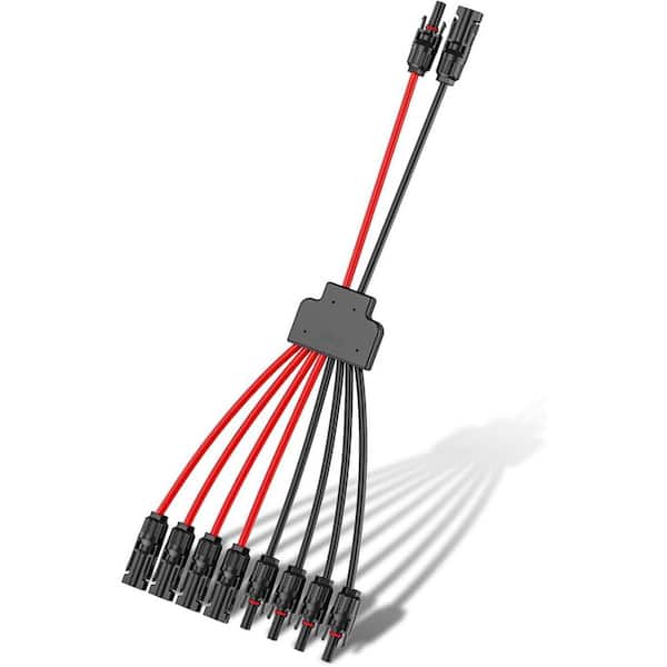 Solar Connectors 2 to 8 Y Branch Parallel Adapter Tool-Free Waterproof Splitter for 4 Panels Cable Extension