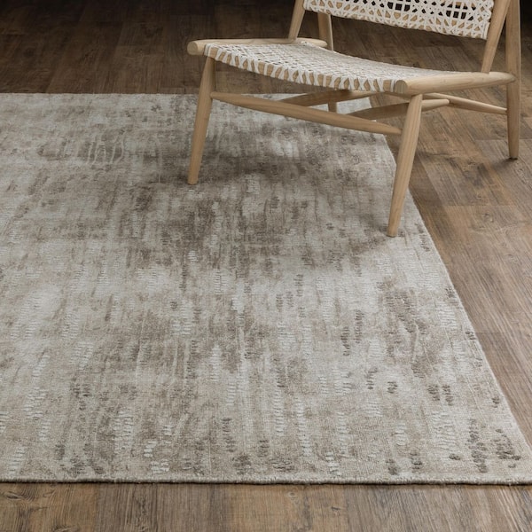 Cadence Beige/Brown 9 ft. x 12 ft. Distressed Abstract Wool-Viscose Hand-Loomed Indoor Area Rug