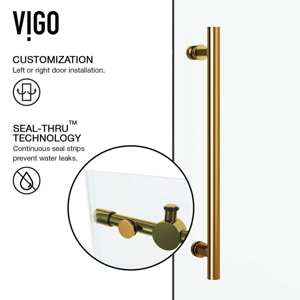Elan 60" Frameless Tub Door with Matte Gold Finish