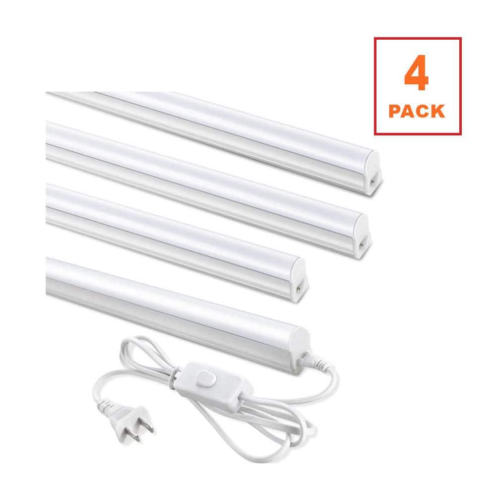 4ft T5 20-Watt LED Integrated Fixture Cool White Shop Light for