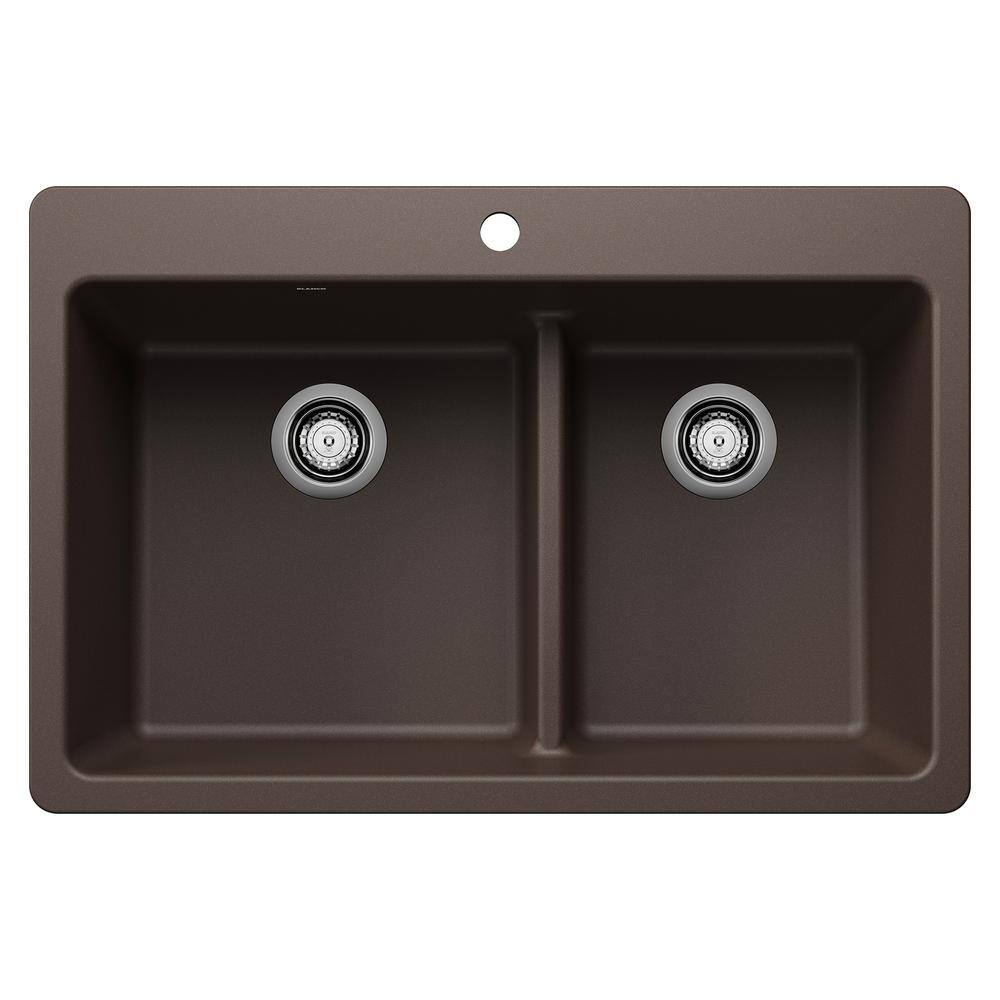 Liven SILGRANIT 33 in. Drop-In/Undermount Double Bowl Granite Composite Kit