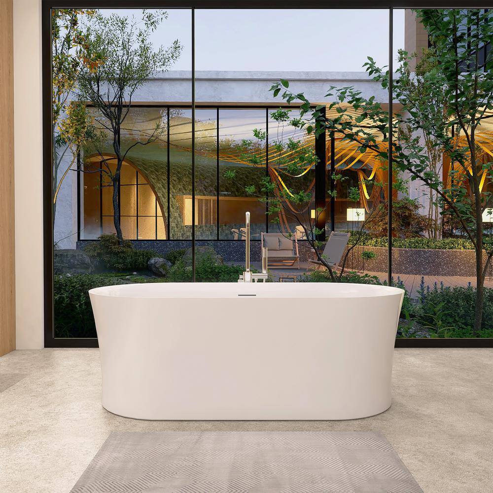 Royce 67" Glossy White Freestanding Acrylic Soaking Bathtub