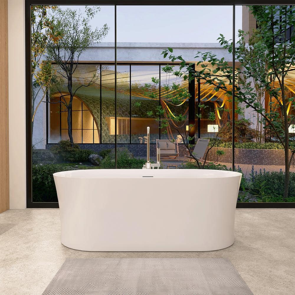 Royce 67" Glossy White Freestanding Acrylic Soaking Bathtub
