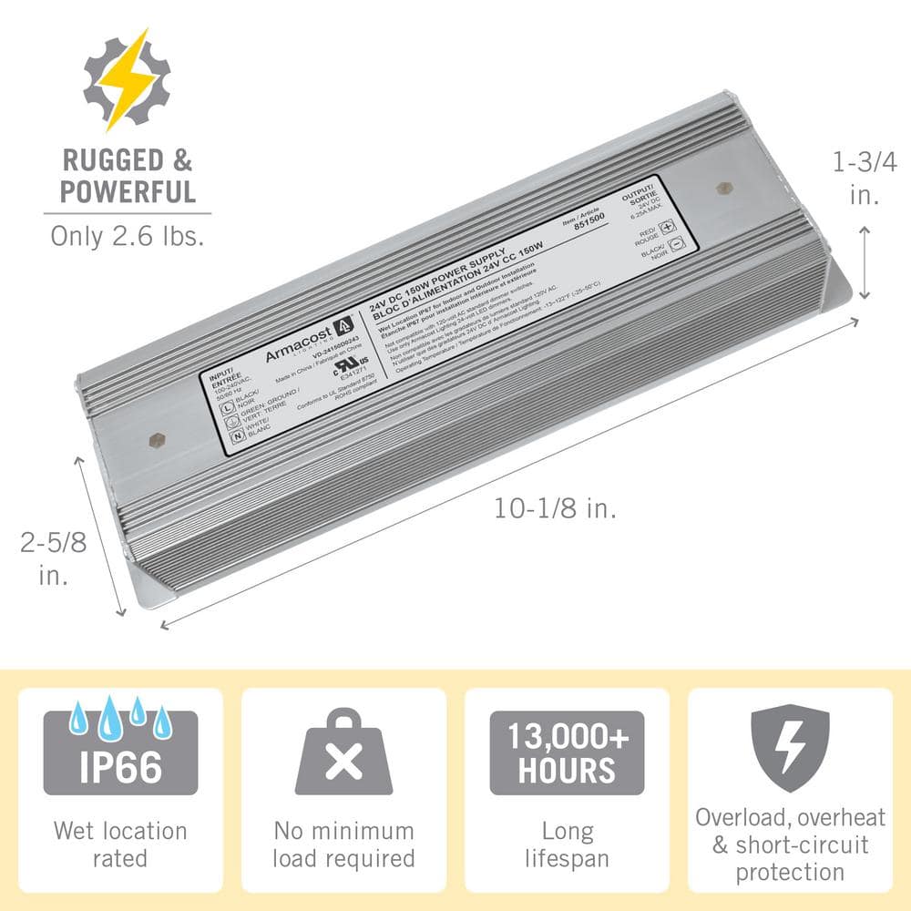 Silver 150W Indoor/Outdoor LED Power Supply