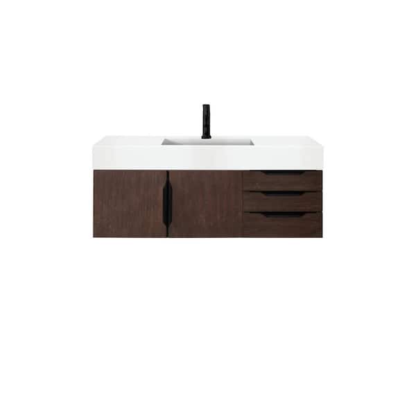 James Martin Vanities Mercer Island 48.0 in. W x 19.5 in. D x 19.3 in. H Bathroom Vanity in Coffee Oak with Glossy White Composite Top