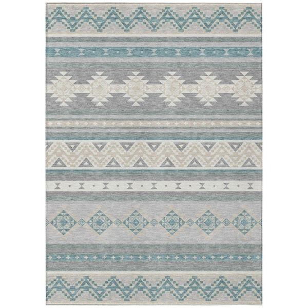 Chantille Machine Washable Indoor/Outdoor Abstract ACN2561 Silver 10 ft. x 14 ft. Area Rug