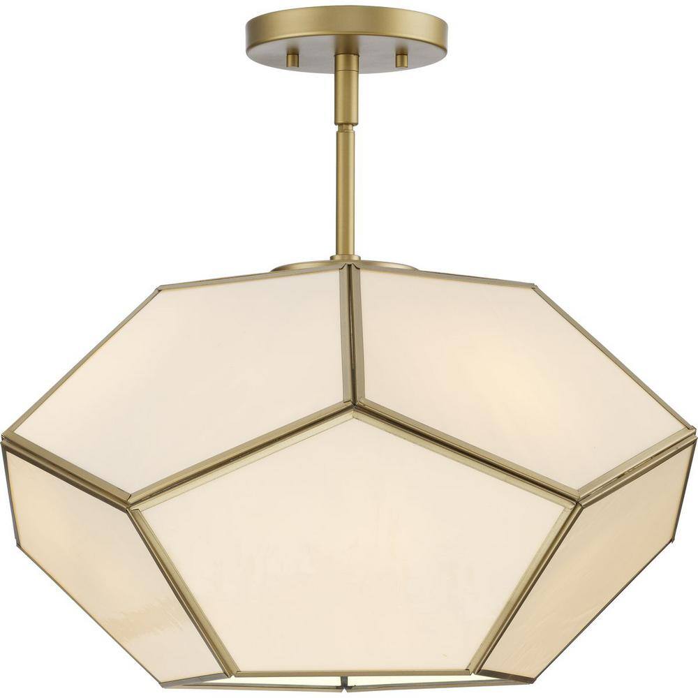 Latham Vintage Gold Geometric Glass Flush Mount Light