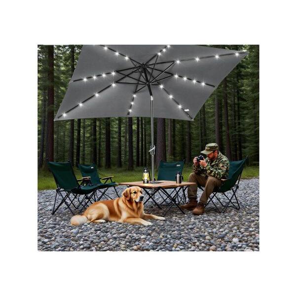 7 foot solar patio umbrella Outsunny with LED Lights for Pool, Deck & Garden The umbrella is crafted with a rust 10 x 7 ft Solar-Powered