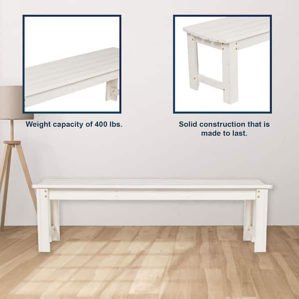 Shine Company Backless 60 in. Eggshell White Wood Outdoor Bench