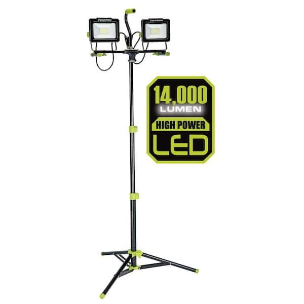 PowerSmith 14,000 Lumens Dual-Head LED Work Light with Tripod and 9 ft. Power Cord