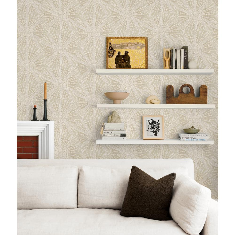 Soft Gold Sunburst Self-Adhesive Vinyl Peel and Stick Wallpaper Roll