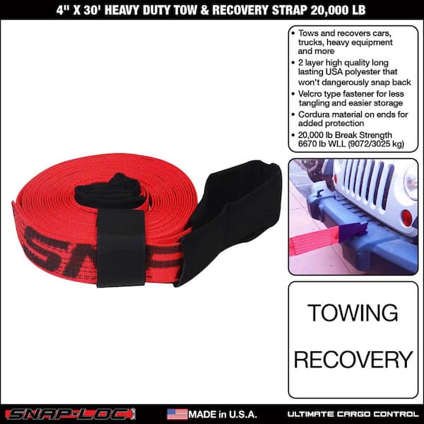 6 Tons 2 Layer Heavy Duty Car Recovery Tow Rope Strap w/ Hooks 20FT Towing  Cable 