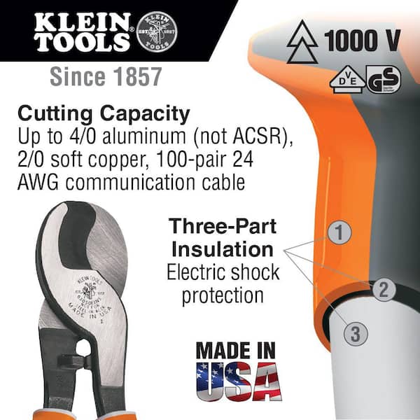 9 in. Electrician's Insulated High-Leverage Cable Cutter