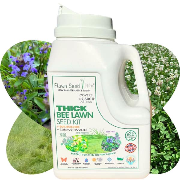 Flawn Seed Kits Thick Bee Flower Lawn Seed, Easy Spread Shaker, Low Mnt, Pet, Kid, Eco-Friendly, Regenerative,Covers Up to 2,500 sq. ft.