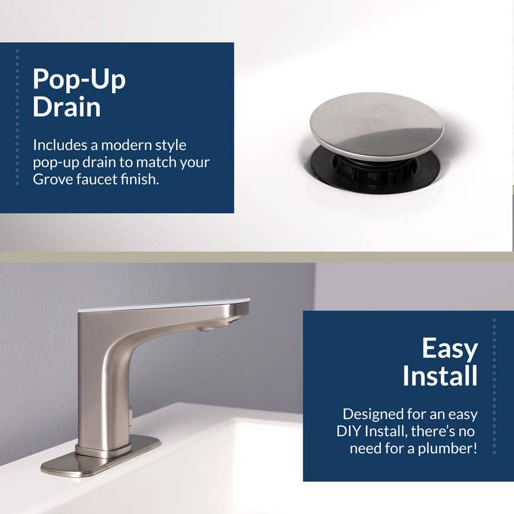 Grove Brushed Nickel Touchless Bathroom Sink Faucet with LED Display