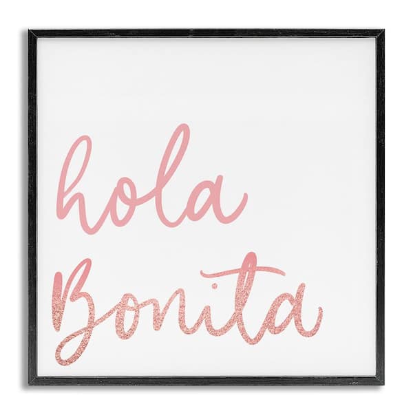 Stupell Industries Hello Beautiful Pink by SD Graphics Studio Gray Framed Typography Giclee Art Print 17 in. x 17 in.