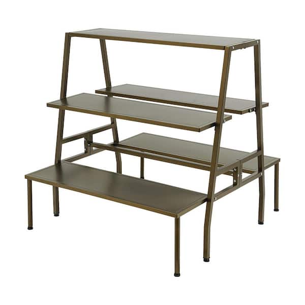 39 in. x 41 in. Olive-Green Metal Carbon Steel Rectangular Decorative Stand 3-Tier Multi-Functional Display Rack