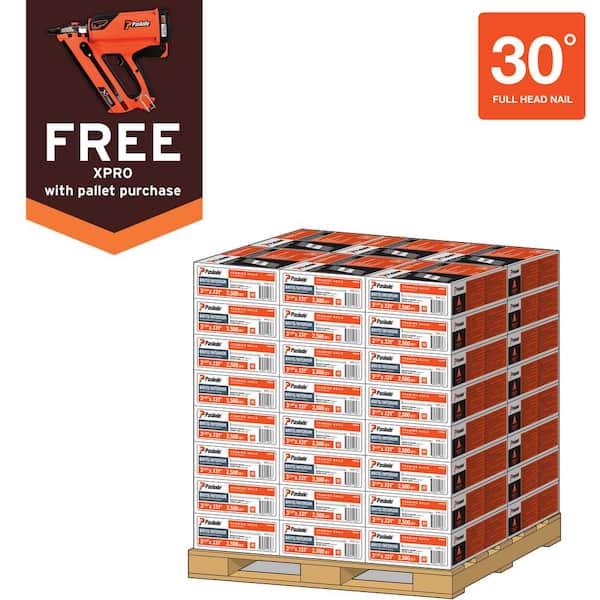 Paslode 3-1/4 in. x 0.131-Gauge 30-Degree Brite Smooth Paper-Taped Framing Nails Pallet with Cordless XPro Nailer