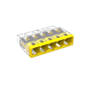 2773 Series 5-Port Push-in Wire Connector for Junction Boxes, Electrical Connector with Yellow Cover, (10-Pack)