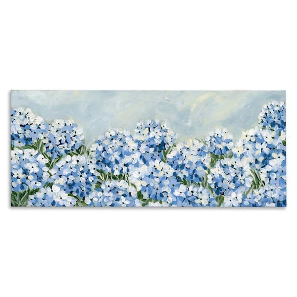 Blue Hydrangea Meadow by Yvette St. Amant Unframed Nature Graphic Art Print 10 in. x 24 in.