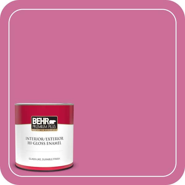 BEHR PREMIUM PLUS 1 qt. #100B-6 Fuchsia Kiss Hi-Gloss Enamel Interior/Exterior Paint & Primer