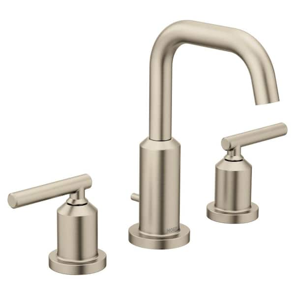 MOEN Gibson 8 in. Widespread 2-Handle High-Arc Bathroom Faucet Trim Kit in Brushed Nickel (Valve Not Included)