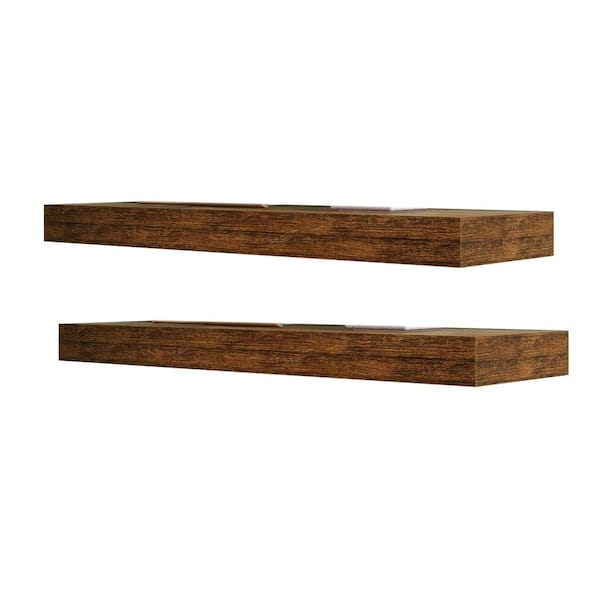 Unbranded 24 in. W x 7 in. D Brown Floating Shelves Decorative Wall Shelf (Set of 2)